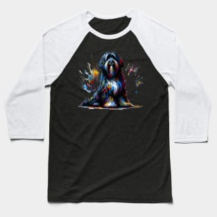 Schapendoes Dog in Colorful Abstract Splash Art Style Baseball T-Shirt